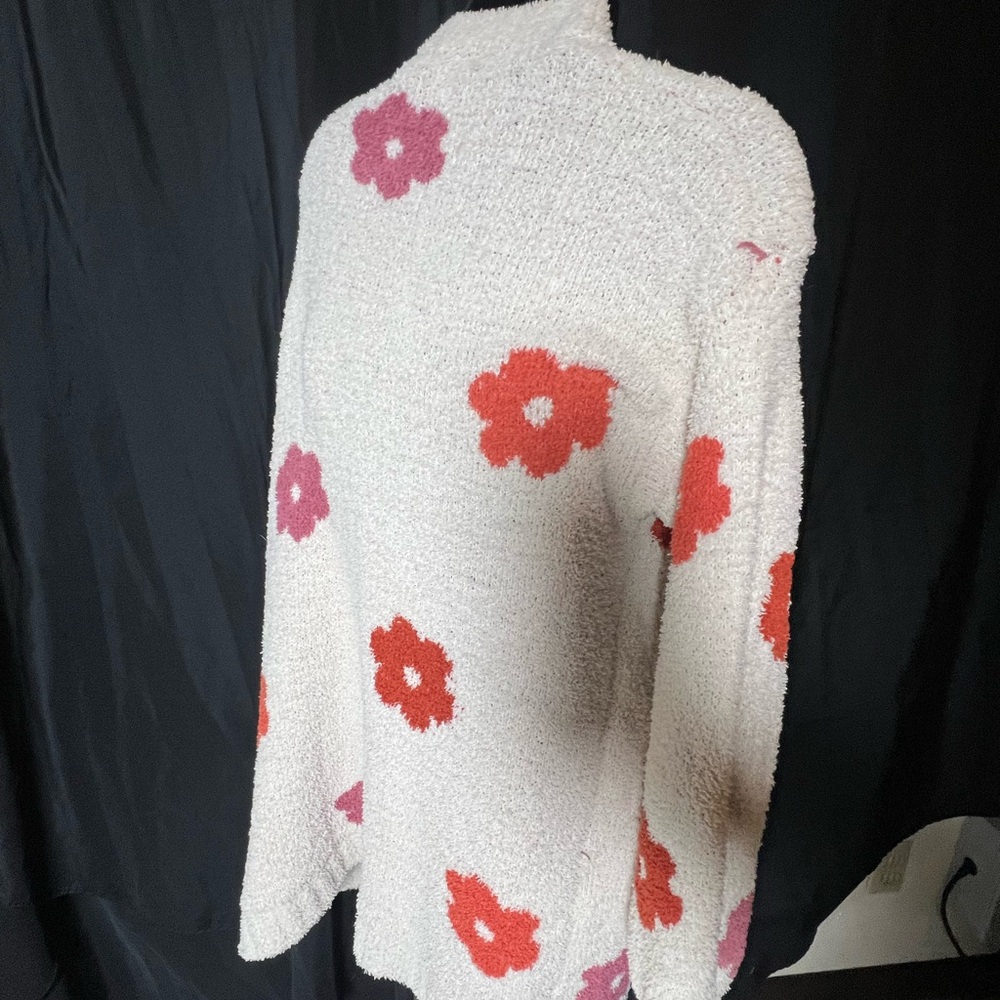 Francesca's Collections Cream Cardigan with Floral Accents - Picture 2 of 3